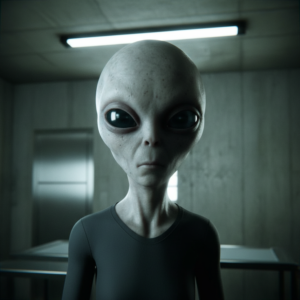 Hybrid alien-human CGI cinematic render