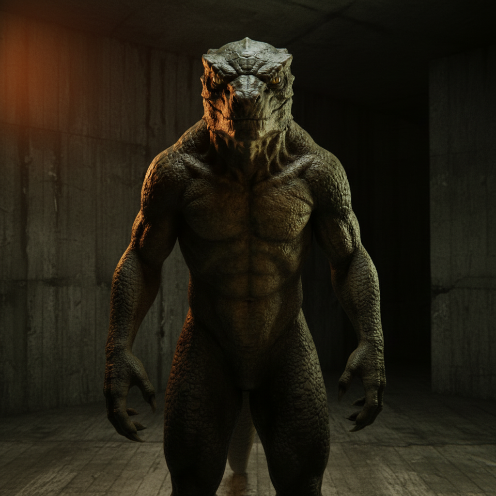 Reptilian alien CGI cinematic render